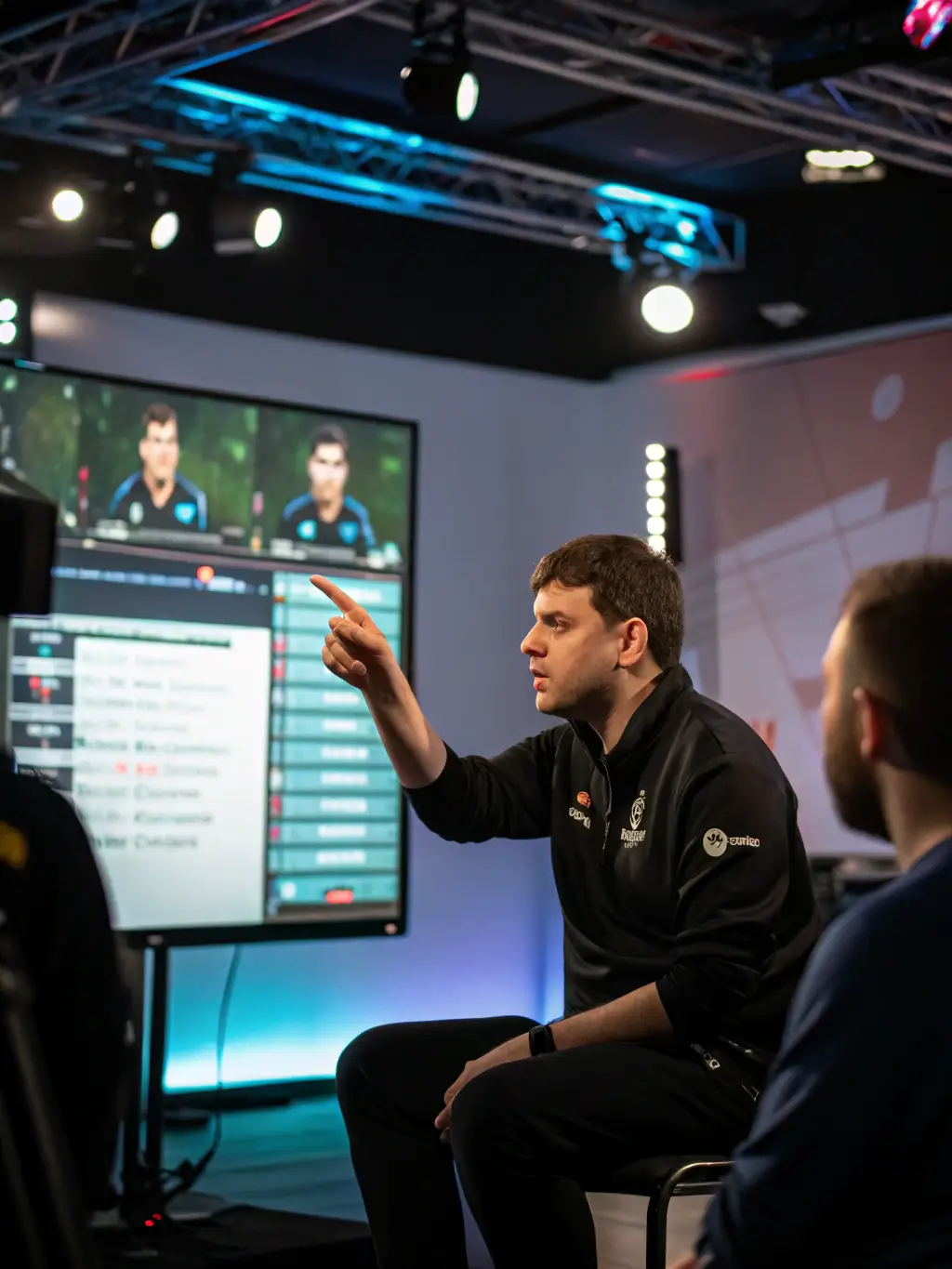 A mentor guiding a young esports player, emphasizing the importance of sportsmanship, ethical gaming practices, and personal development.